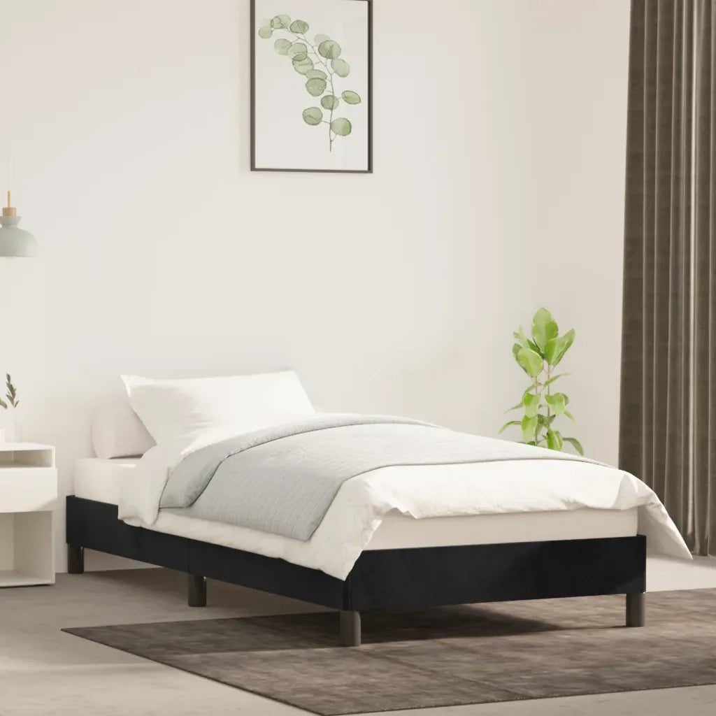 Letto singolo | Letto per adulti | Giroletto Nero 90x200 cm in Velluto