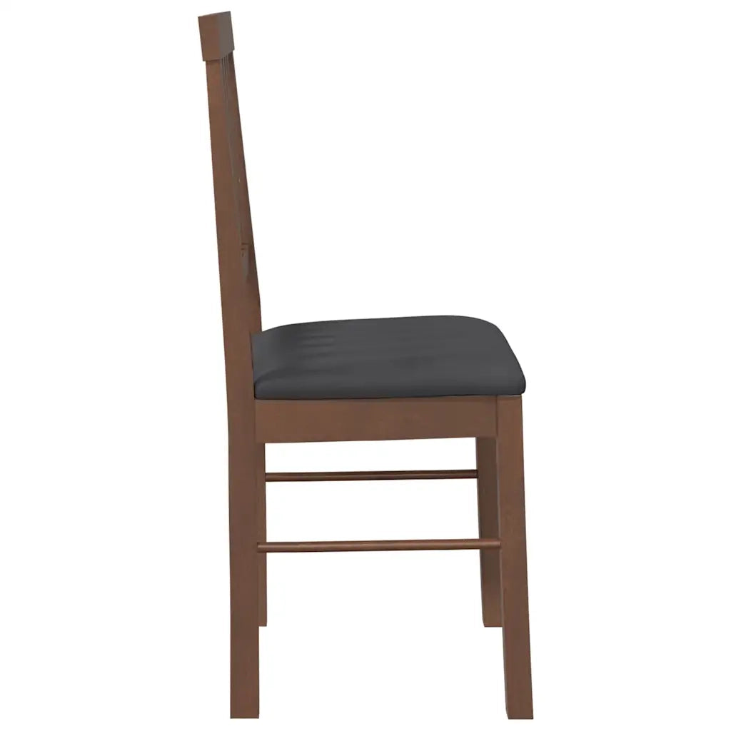 Sedie da Pranzo con Cuscini 2pz Marrone Legno Massello di Hevea 4102426