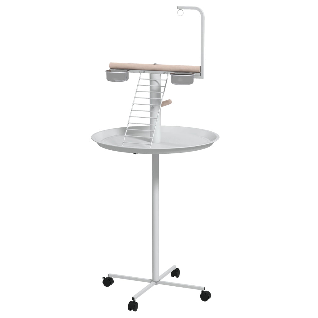 Mangiatoia per uccelli con ruote e posatoio ¨C zephmum ¨C bianco ? 60 x 138H cm