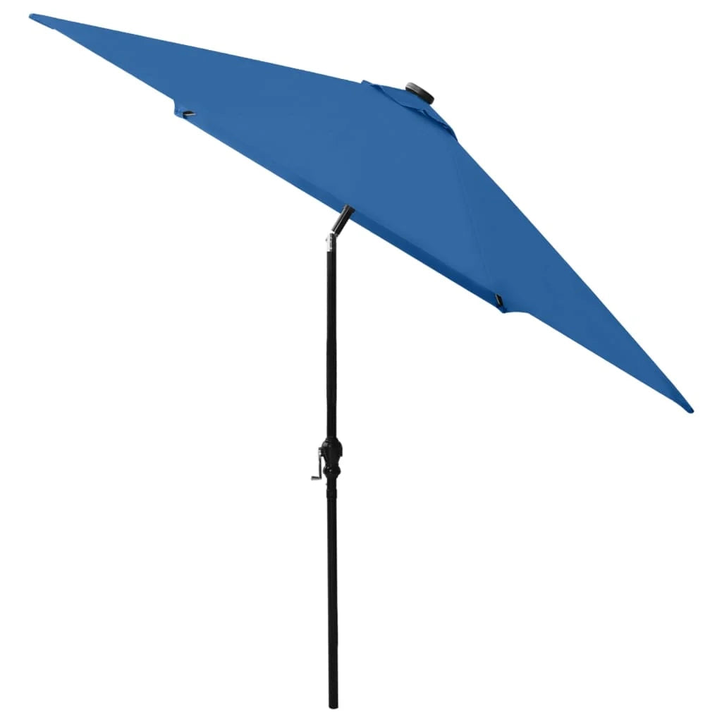 Ombrellone con LED e palo in acciaio 2 x 3 m azzurro 02_0008067