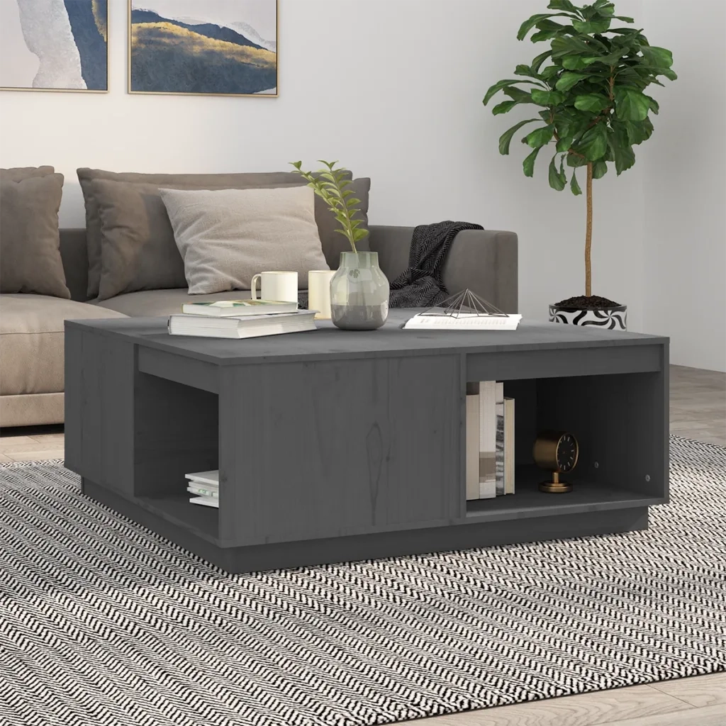 Tavolino da salotto | Tavolino da caff¨¨ | Tavolino da Soggiorno Grigio 100x101x40,5 cm Legno Massello Pino