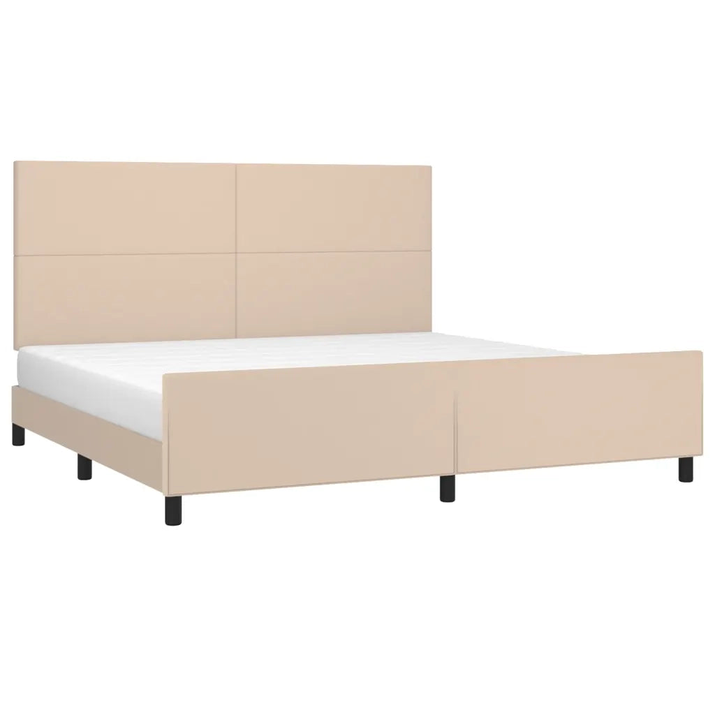 Giroletto con Testiera-Struttura Letto con testiera Cappuccino 200x200 cm in Similpelle 111082