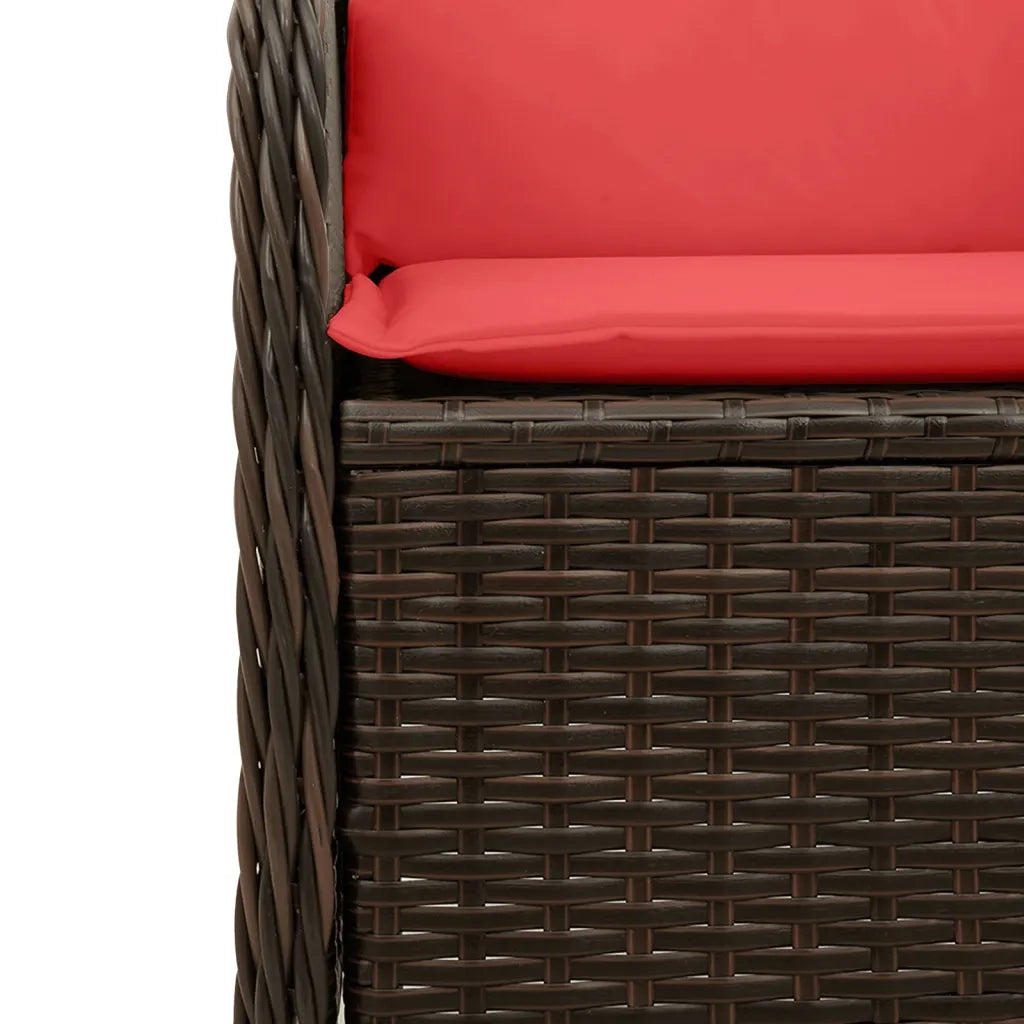 Sedie da giardino reclinabili 2 pz con Cuscini in Polyrattan Marrone 368997