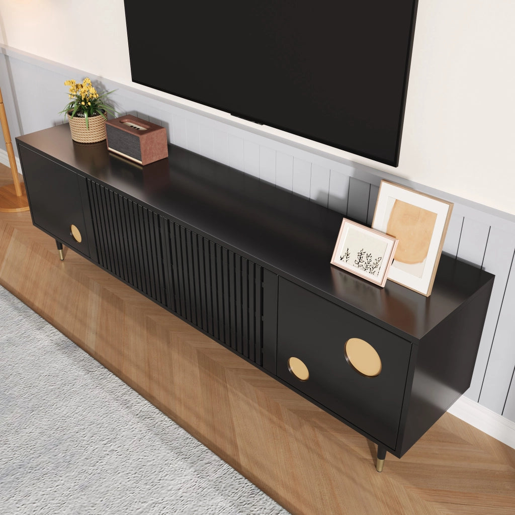 Cassettiera per TV nera in MDF lunghezza 170 cm