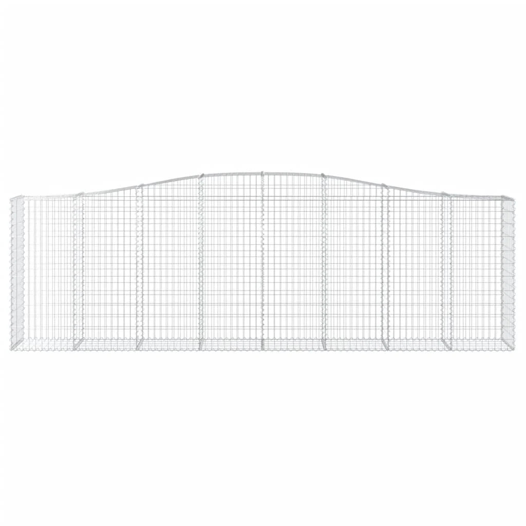 Cestini gabbioni recinzione a gabbia muro di contenimento ad arco 5 pezzi 400 x 50 x 120/140 cm ferro zincato argento 02_0040940