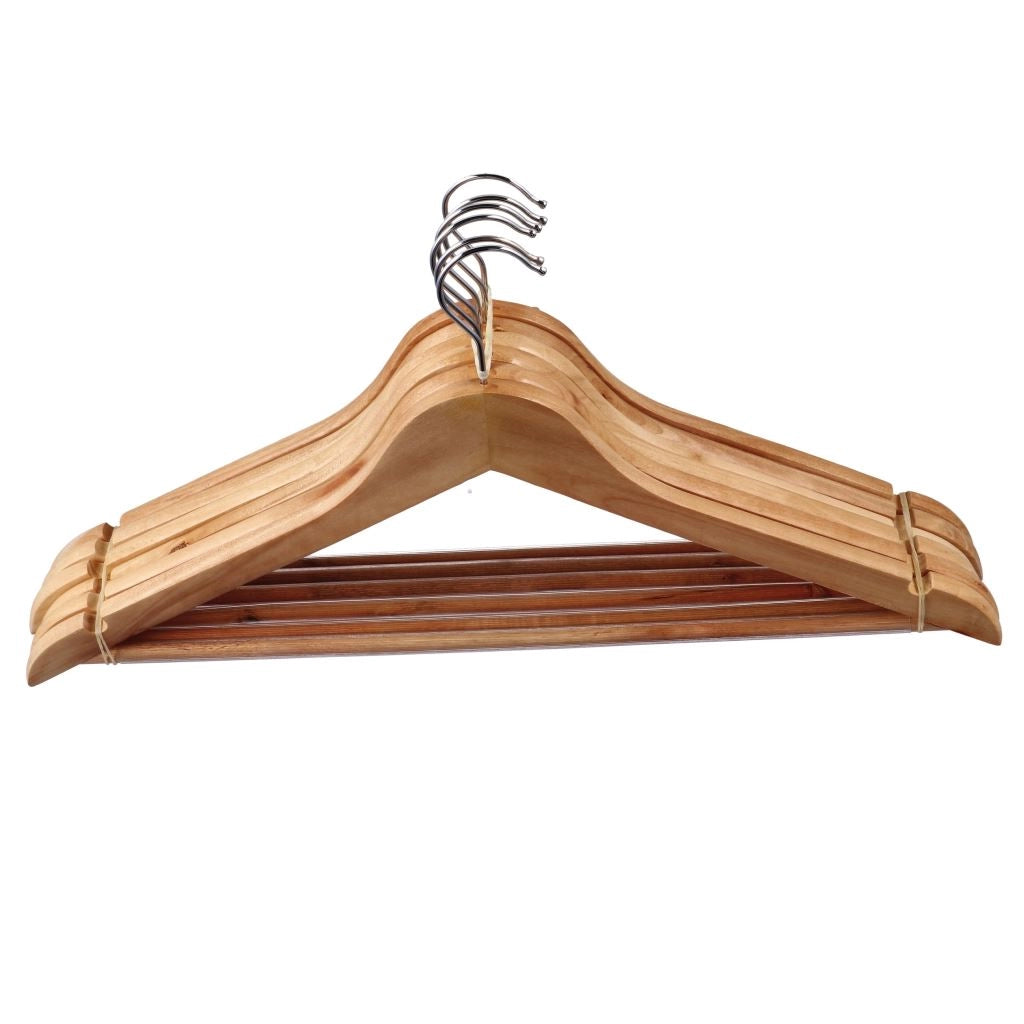 Set 6 Pezzi Stampelle Grucce in Legno Chiaro 44,5 x 23,5 cm