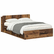 Letto matrimoniale | Letto per adulti | Telaio del letto con storage Legno antico 150 x 200 cm