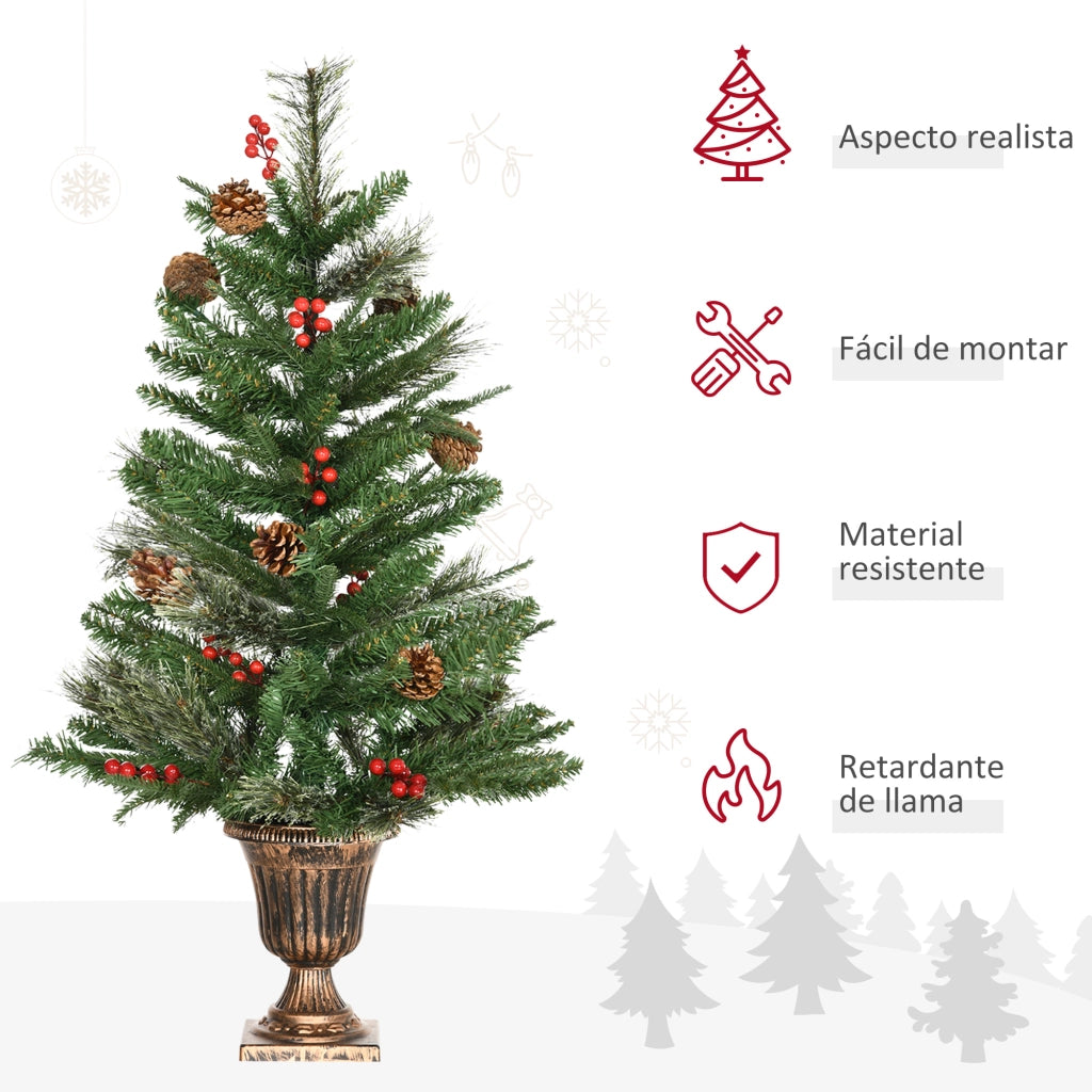 Albero di Natale Artificiale 90cm con Bacche e Pigne Verde Interni ¨C zephmum ¨C Set 2 Pezzi
