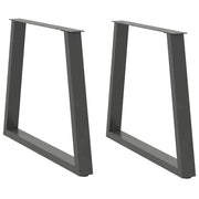 Set di 2 gambe per tavolo da pranzo a forma di V 70 x 72-73 cm finitura moderna adatte per l'uso in ufficio o in soggiorno acciaio antracite 02_0056861