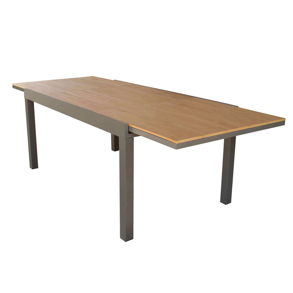 TAVOLO CAYMAN ALLUNGABILE 160/240 X 95 CM COLORE TAUPE E TEAK