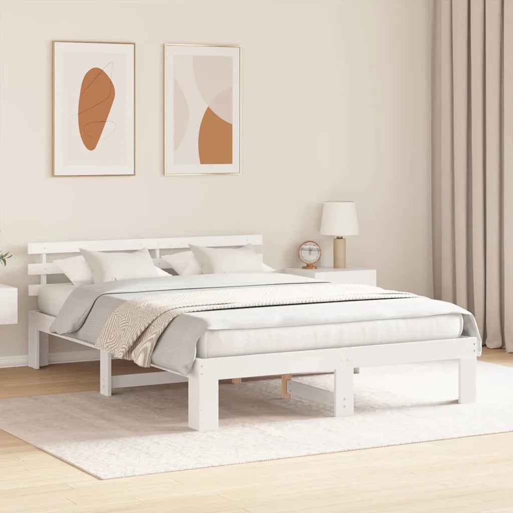 Struttura del letto Bianco 150 x 200 cm Pino massello 872606