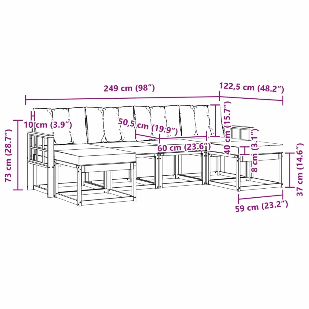 Set di divani da esterno con cuscino 6 pcs Bianco e Beige 3389747