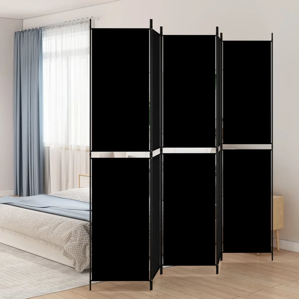 Divisorio 5 Pannelli Nero 250x220 cm Tessuto 350253