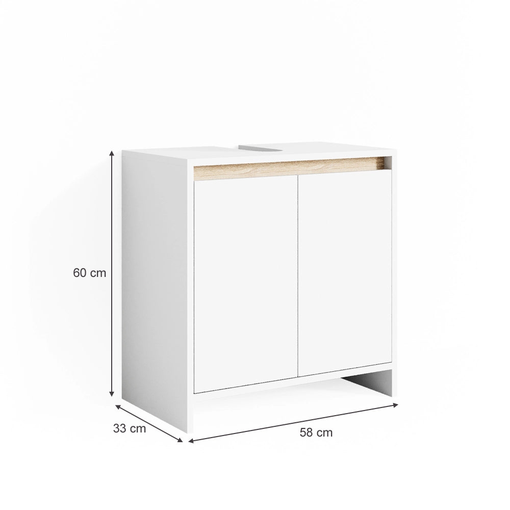 Vicco Mobile sottolavabo per bagno Bianco/Sonoma 58 x 60 cm