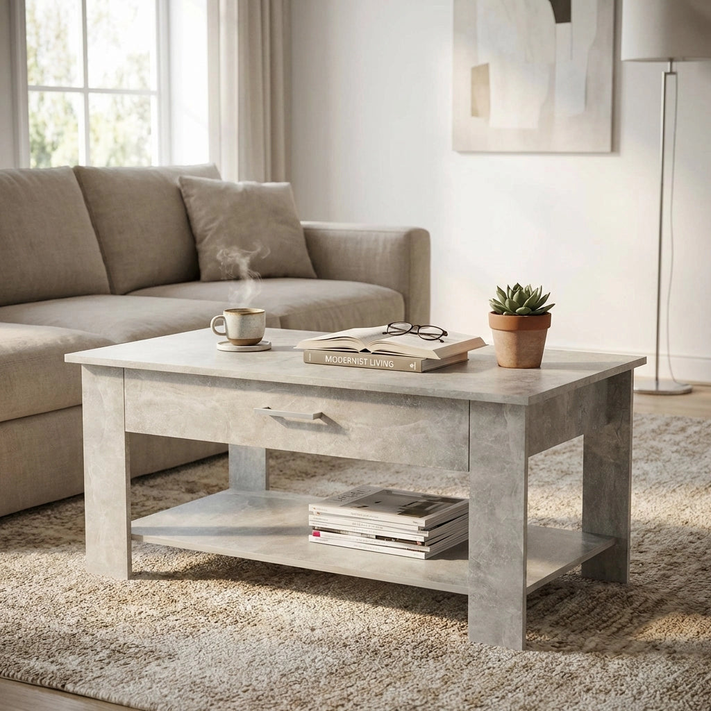 Tavolino da Salotto Moderno in Legno Composito FSC cm 110x46 50 - JONNY