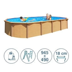 Piscina fuori terra in acciaio ABAK effetto legno Osmose 945x490x132cm