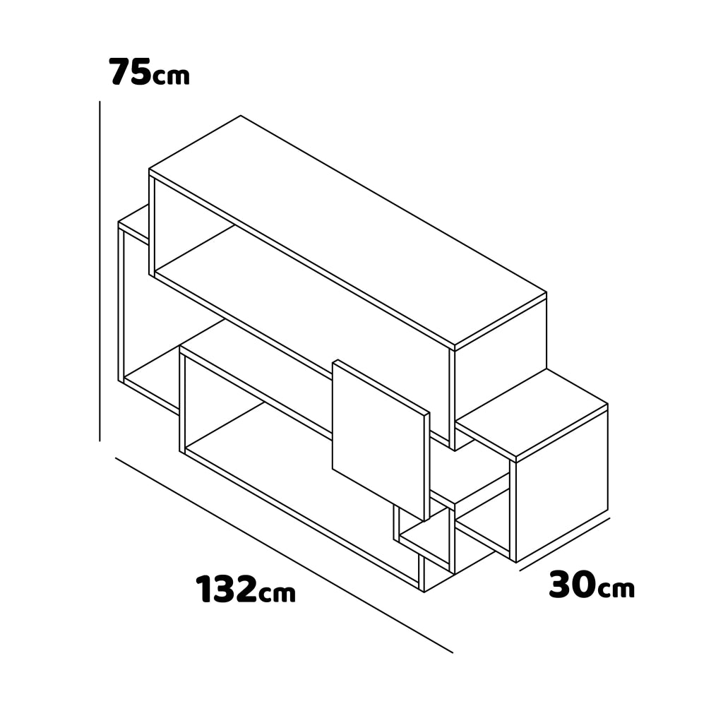 Sorrento - Scaffale a parete in legno melaminico 132x30xH75 cm, colore marrone