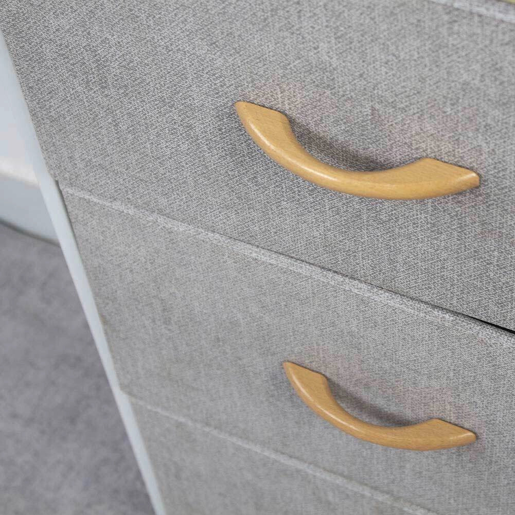Cassettiera Armadietto con 3 Ripiani Tessuto Grigio Chiaro e Bianco 75x46x30cm