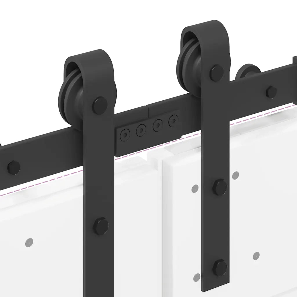 Kit di Binari per Porte Scorrevoli 366 cm Acciaio Nero CFW1419320