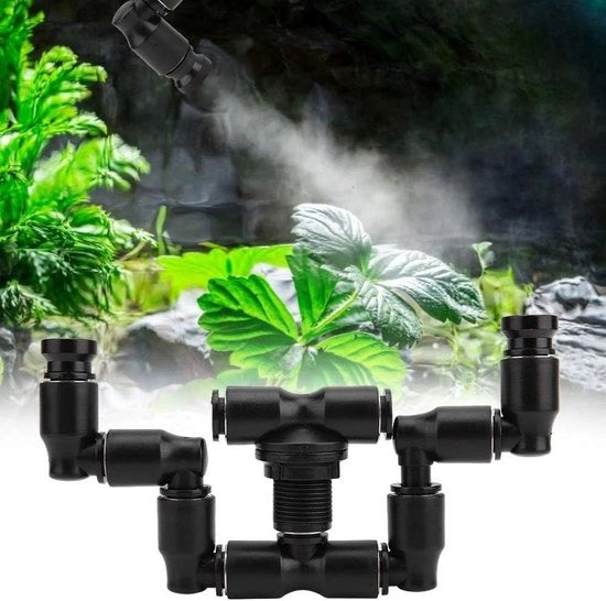 Sistema di nebbia a doppia testa 360° regolabile per serbatoio di acquario con piante e connessione per vasca da bagno.