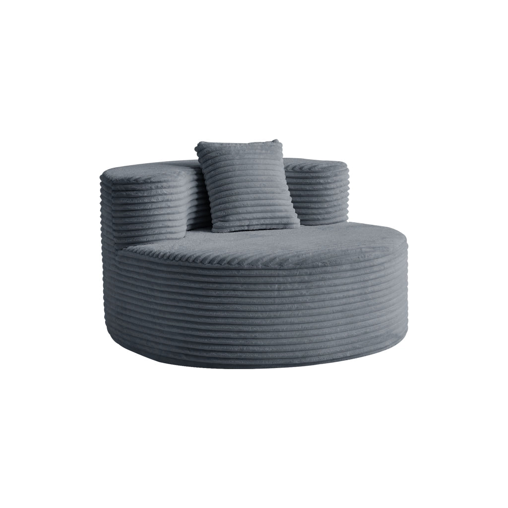 Poltrona pouf con cuscino in flannelette e schiuma; 112×105×59 cm; grigio scuro
