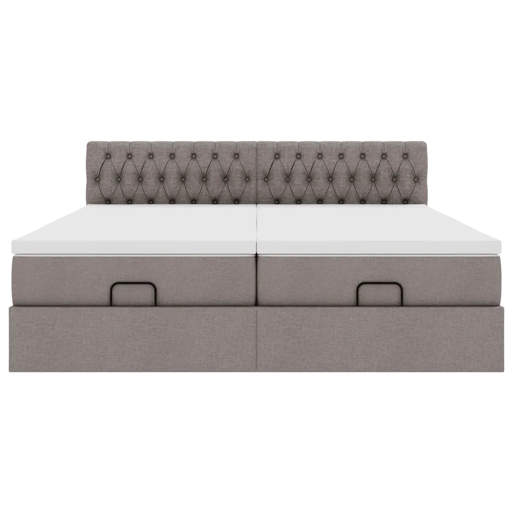 Struttura Letto Pouf con Materassi Tortora 180x200cm in Tessuto