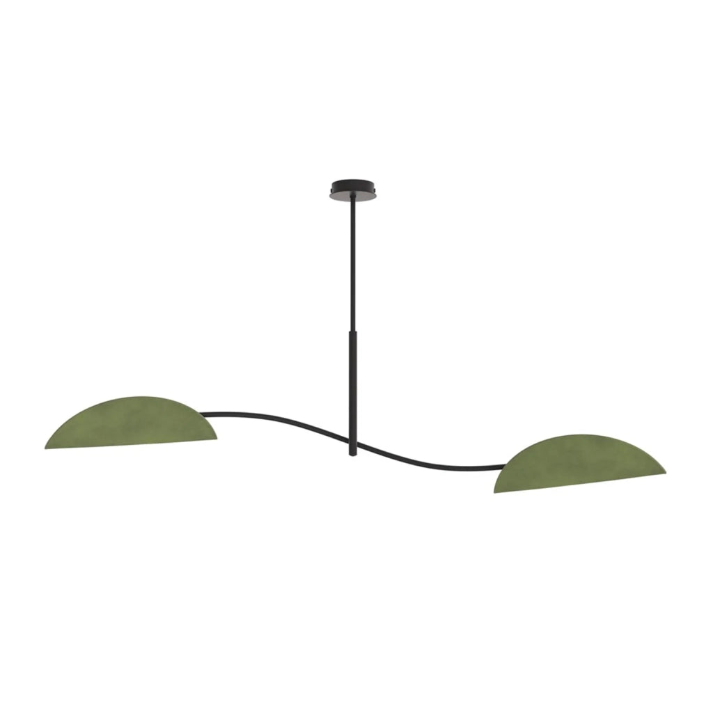 Plafoniera Moderna Ares Acciaio Nero Verde 2 Luci E14 Ip20