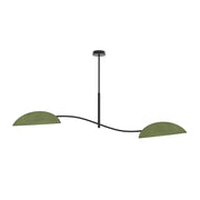 Plafoniera Moderna Ares Acciaio Nero Verde 2 Luci E14 Ip20