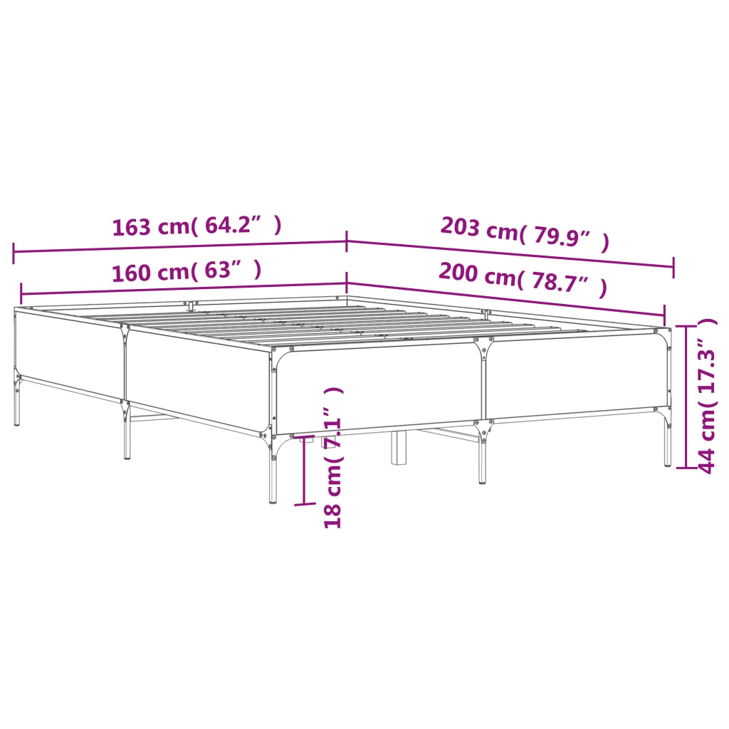 Giroletto Rovere Fumo 160x200 cm in Legno Multistrato Metallo