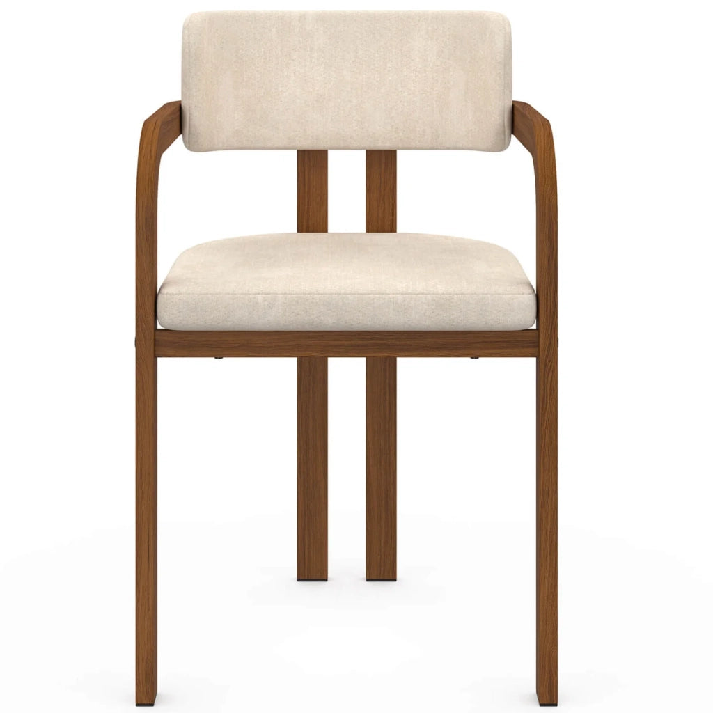 IDMarket - Set di 4 sedie da pranzo e poltroncine da tavolo ESMA in metallo effetto noce e tessuto di ciniglia beige con braccioli