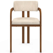 IDMarket - Set di 4 sedie da pranzo e poltroncine da tavolo ESMA in metallo effetto noce e tessuto di ciniglia beige con braccioli