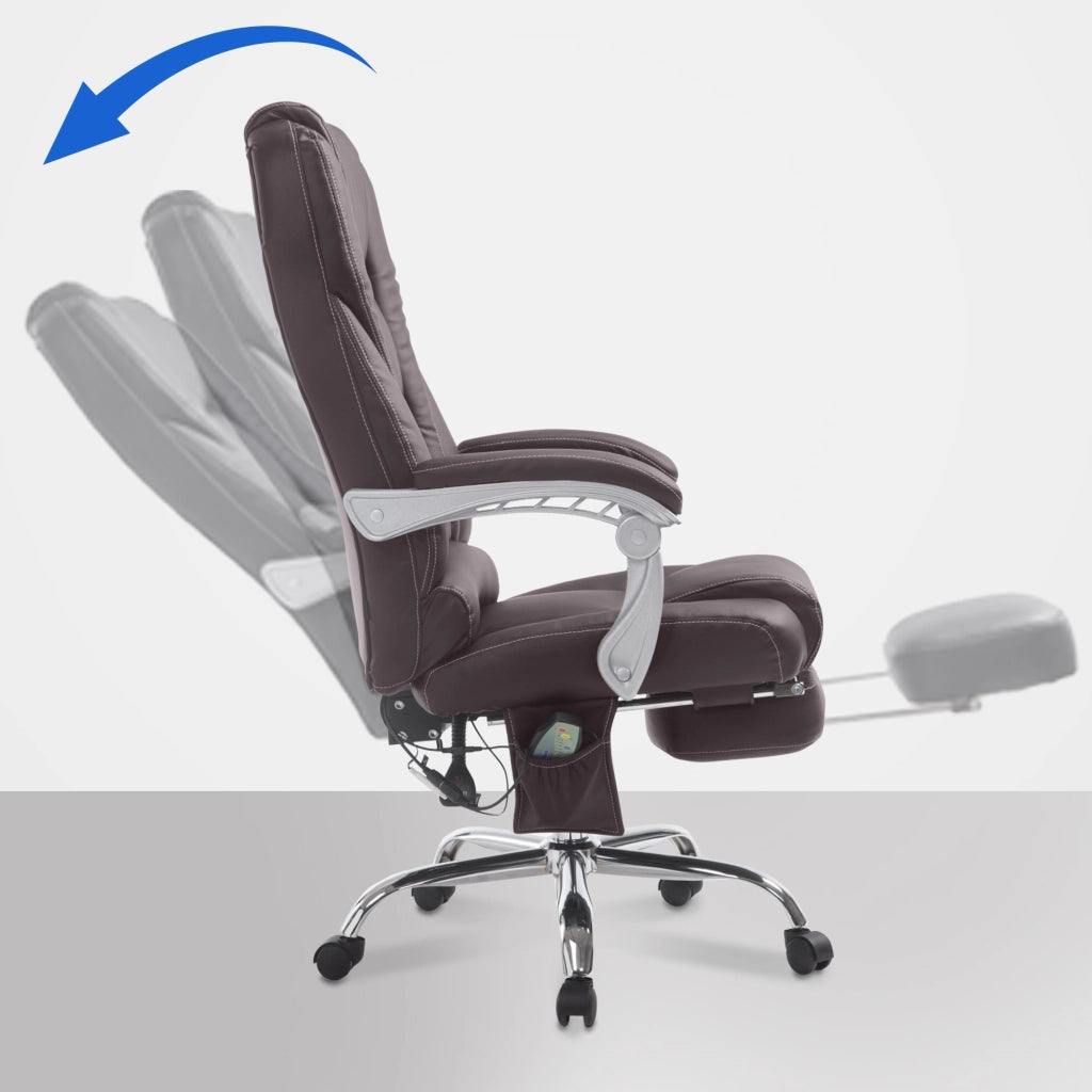 Sedia da ufficio Pacific con funzione massaggio in similpelle marrone