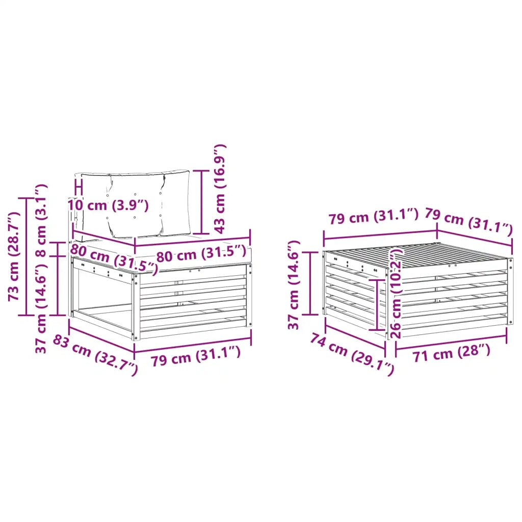 Set di divani da esterno 8 pcs Grigio Naturale e Chiaro 3373126
