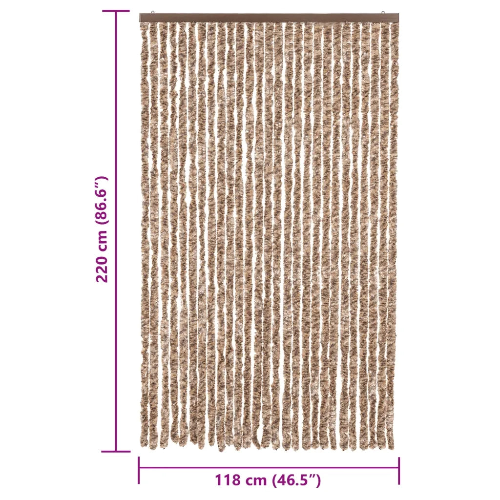 Tenda Antimosche-Zanzariera Beige e Marrone Scuro 118x220 cm in Ciniglia