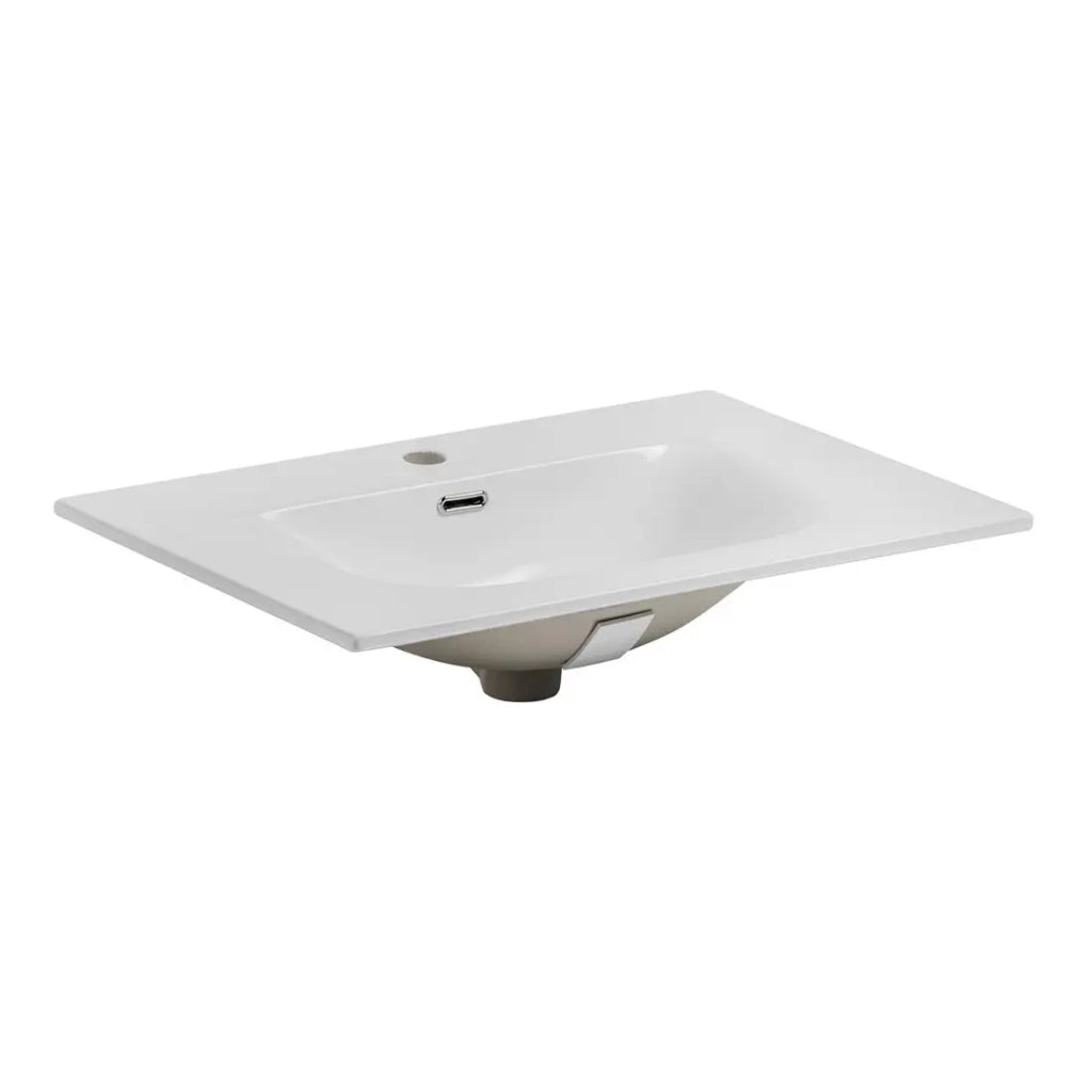 Lavabo da incasso VELOA 70 cm ceramica bianco brillante design rettangolare