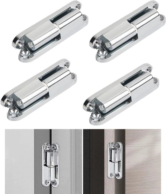 Set di 4 cardini per porte in alluminio verniciato | Nastro di rinforzo per maniglie | Cardini a viti a spina per porte in legno | Verchiumato | Per porte interne ed esterne