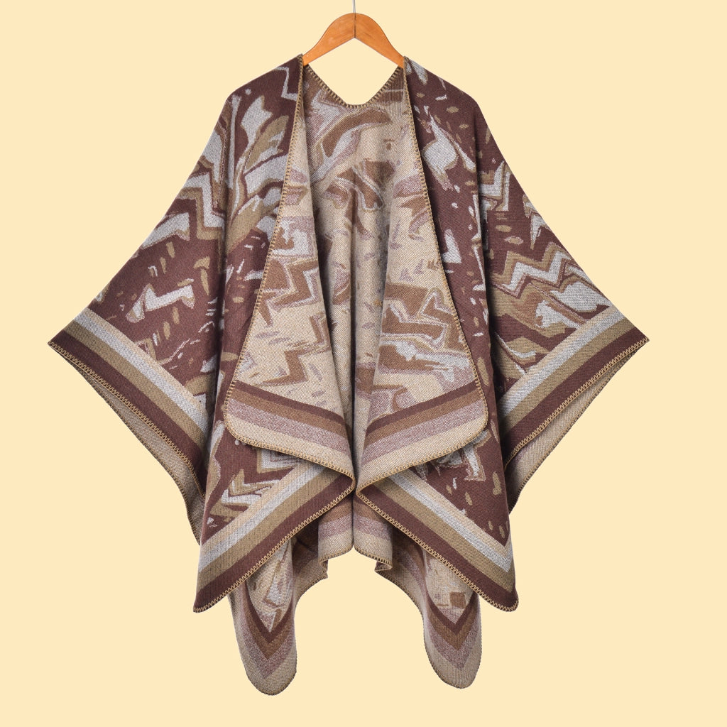 Sciarpa-scialle alla moda con graffiti, stile retr¨°, scialle diviso, mantello caldo - PONHO SHAWLS