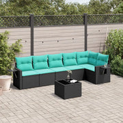 Set Divani da Giardino 7 pz con Cuscini Nero in Polyrattan 3220196