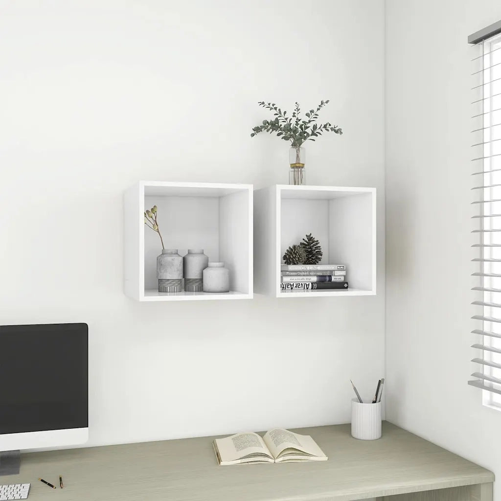 Armoires murales 2 pcs Blanc 37x37x37 cm Bois d’ingénierie