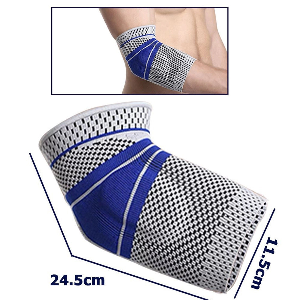 Trade Shop - Coppia Gomitiera Fascia Elastica Supporto Per Gomito Anallergico Protezione Blu -