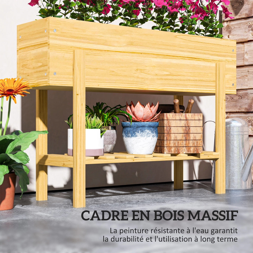 Fioriera da Giardino in Legno con Piedi ¨C zephmum ¨C Naturale 100x30x70.5 cm