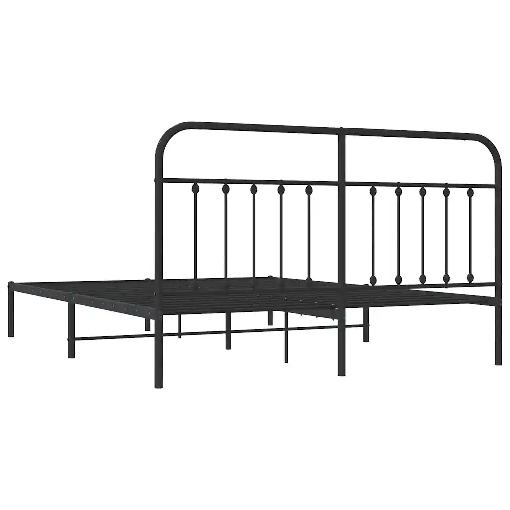 Giroletto con Testiera-Struttura Letto con testiera in Metallo Nero 183x213 cm 171726