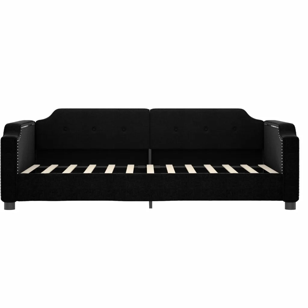 Divano Letto Estraibile con Cassetti-Sofa Letto-Daybed Nero 90x200 cm in Tessuto 997026