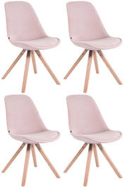 Set di 4 sedie Toulouse Velvet Square rosa,natura