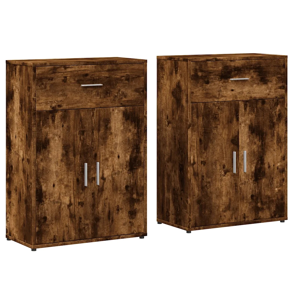 Credenze 2 pz Rovere Fumo 60x30x84 cm in Legno Multistrato 3276599