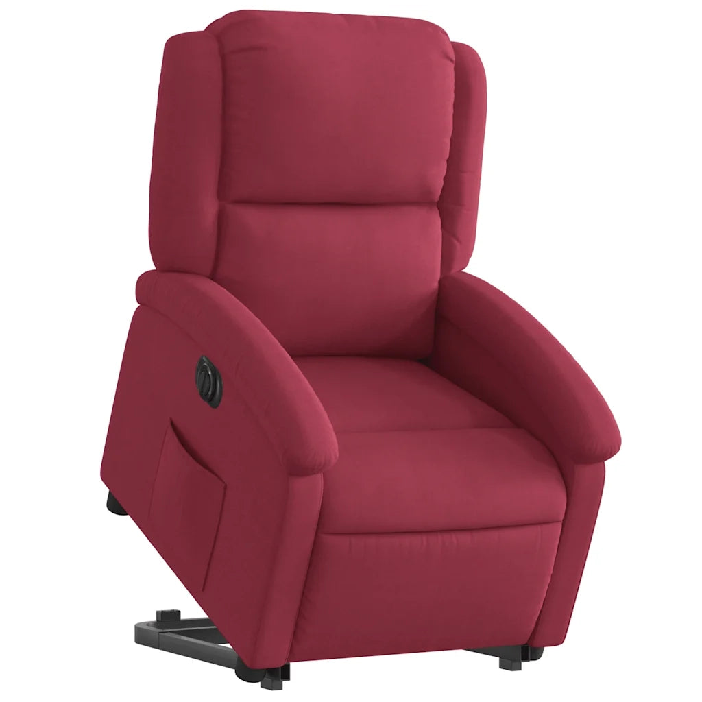 Poltrona Alzapersona Reclinabile Elettrica Rosso Vino Velluto