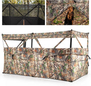 Barriera di Caccia Mimetico a 3 Lati Portatile 360°, Nascondiglio Pop-up 1-3 Persone con Porta per Cani, Tessuto Oxford con Borsa Trasporto, per Fotografia Naturale e Caccia
