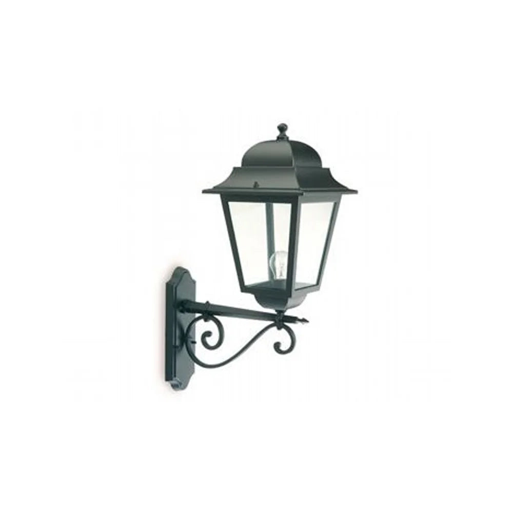Applique Grande In Alto Esterno Contemp. Mito Alluminio E Vetro Nero 1 Luce E27
