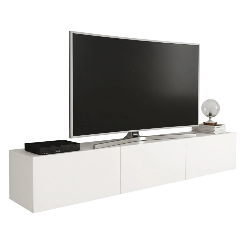 Barzago, Mobile Porta tv un Ripiano, 180x32x30h cm Bianco
