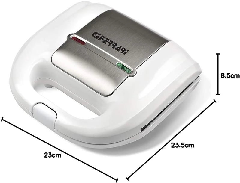 GFERRARI TOSTIERA CON PIASTRE ANTIADERENTI POTENZA 750W DIMENSIONI 23,5X23X8,5H CM - BIANCO